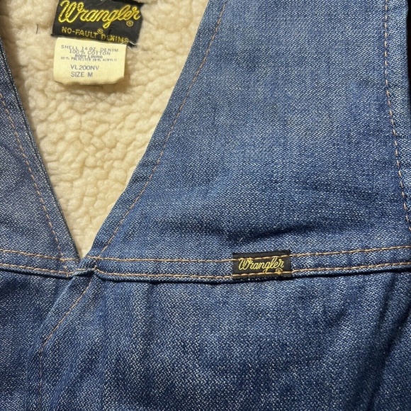 Vintage 80s 90s Wrangler Denim Sherpa Lined Vest M - Picture 5 of 7